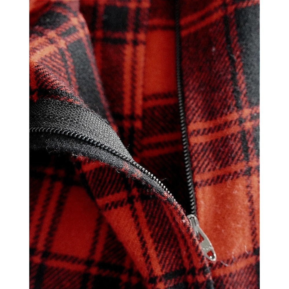 Vtg Pendleton Plaid Pleated Midi‎ Skirt Women Size 12 Red Black Wool Turnabout - Picture 5 of 8